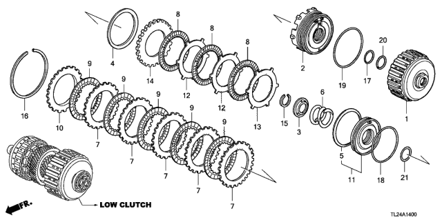 2011 Acura TSX 4 Door TSX V6 KA 5AT AT Clutch (Low) (V6) Diagram