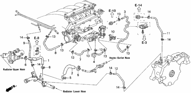 1996 Acura TL Bypass Inlet Hose Diagram for 19504-P1R-A00