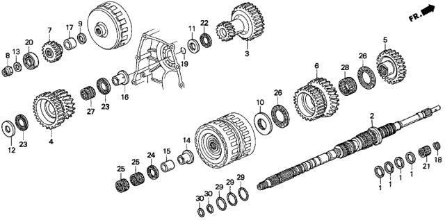 1998 Acura TL 4 Door BAS3.2 KA 4AT AT Mainshaft (V6) Diagram