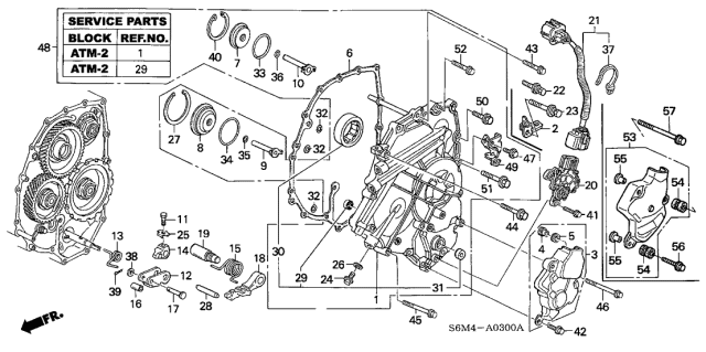 2002 Acura RSX AT Left Side Cover Diagram