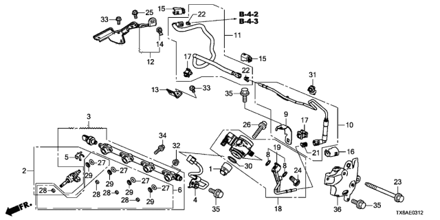 2021 Acura ILX 4 Door 24BASE KA DCT Fuel Injector Diagram