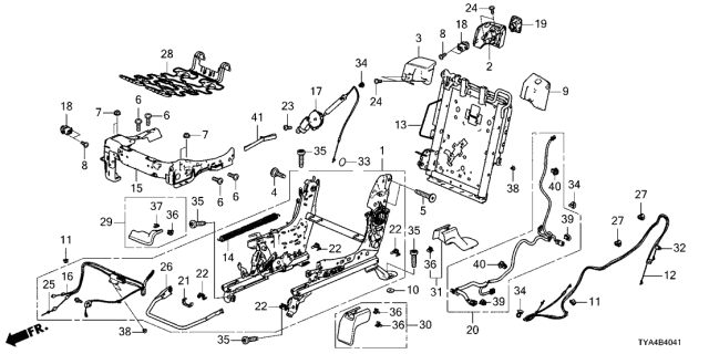 2022 Acura MDX 5 Door TECH KA XAT Middle Seat Components Diagram 2