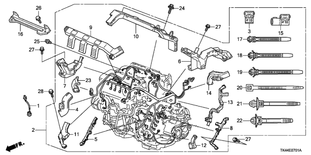 2012 Acura TL Holder D, Engine Harness Diagram for 32130-RK1-A00