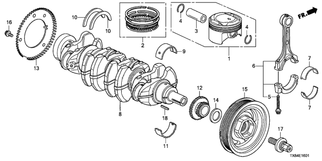 2014 Acura ILX Crankshaft - Piston (2.4L) Diagram