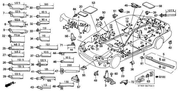 1995 Acura Integra Wire Harness, Rear Diagram for 32108-ST8-A10