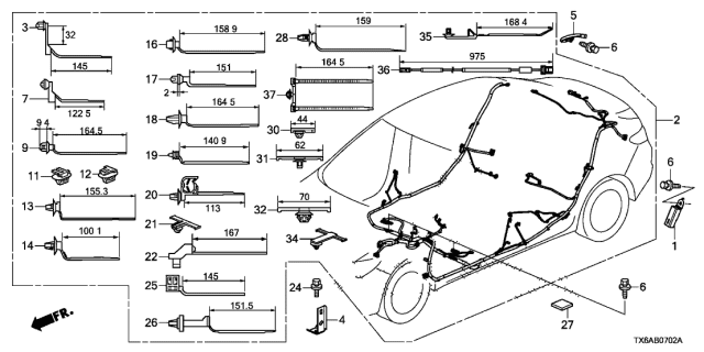 2019 Acura ILX Wire Harness Floor Diagram for 32107-TX6-A02