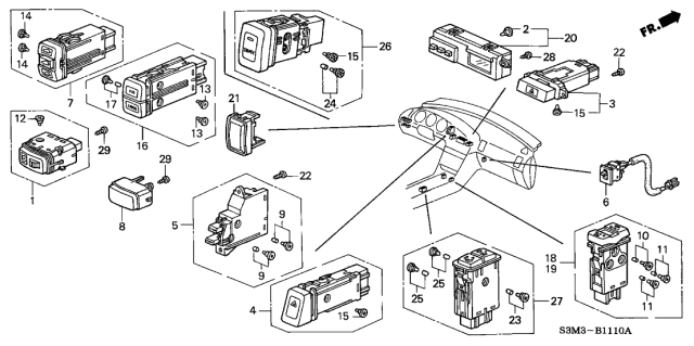 2001 Acura CL Switch Hole Lid (Chamois Gray No. 3) Diagram for 77625-S0K-A00ZA