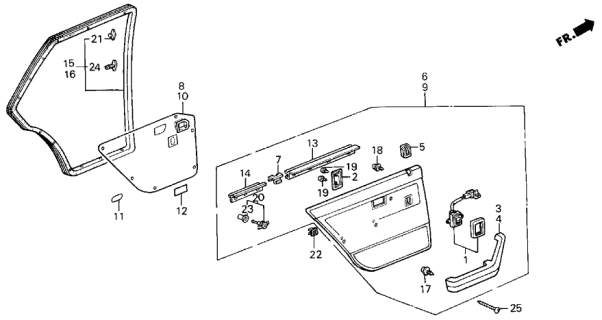 1988 Acura Integra Lining Assembly, Left Rear Door (Fair Blue/Silky Blue) Diagram for 76830-SE7-A21ZA