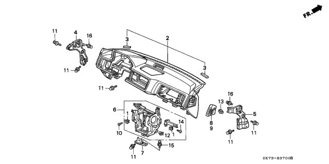 1993 Acura Integra Panel Assembly, Instrument (Palmy Blue) Diagram for 77100-SK7-A00ZB