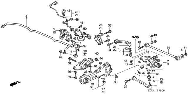 2004 Acura RL 4 Door RL (NAVIGATION) KA 4AT Rear Stabilizer - Rear Lower Arm Diagram