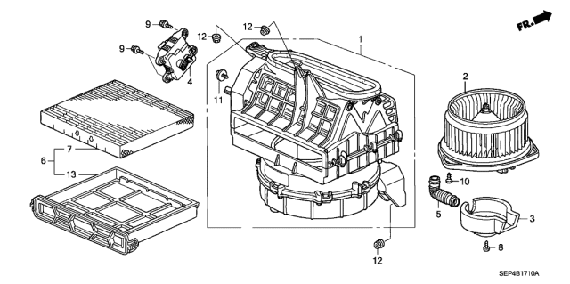 2004 Acura TL 4 Door BASE (NAVIGATION) KA 5AT Heater Blower Diagram