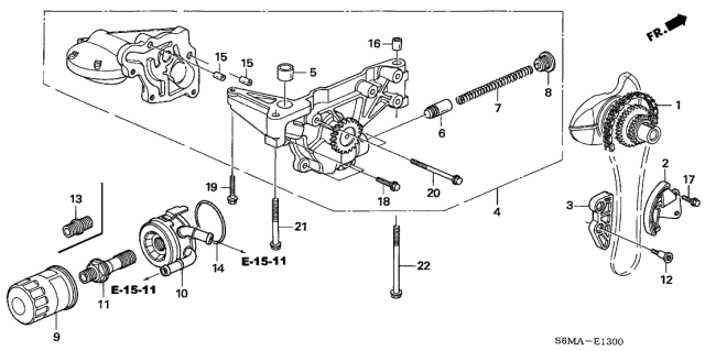2006 Acura RSX 3 Door BASE KA 5AT Oil Pump - Oil Strainer Diagram