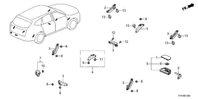2022 Acura MDX Entry Key Fob Assembly Diagram for 72147-TYA-A21