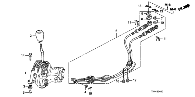 2012 Acura TL Lever Sub-Assembly, Change Diagram for 54100-TK5-A01