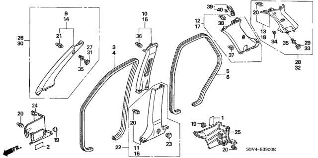 2002 Acura MDX Pillar Garnish Diagram