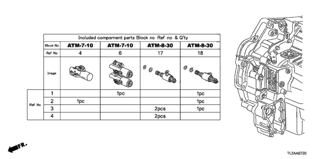2013 Acura TSX 4 Door TSX KA 5AT AT Solenoid Valve Set (L4) Diagram