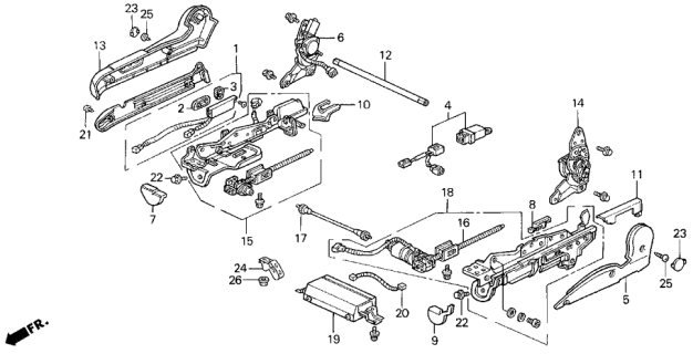 1990 Acura Legend 4 Door LS KL 5MT Right Front Seat Adjuster (Power) Diagram
