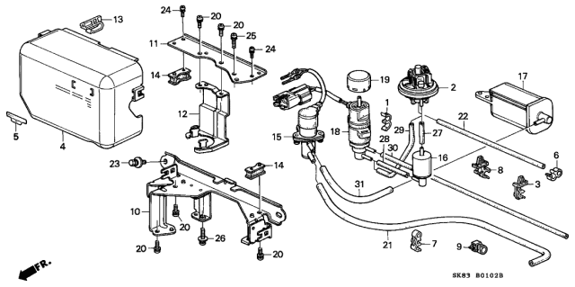 1993 Acura Integra 4 Door RS KL 4AT Control Box Diagram