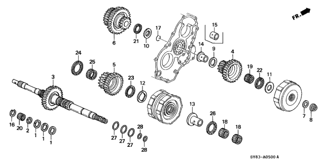 1999 Acura Integra 4 Door GS (LEATHER) KA 4AT AT Mainshaft Diagram