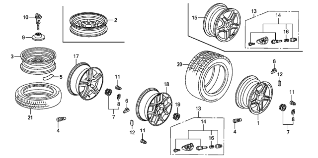 2006 Acura TL Nut, Wheel (Key Fasteners) Diagram for 90381-SV7-A01
