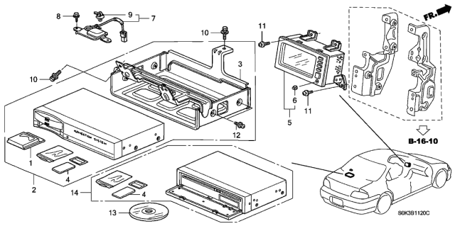 2002 Acura TL Gps Antenna Assembly Diagram for 39835-S0K-A11