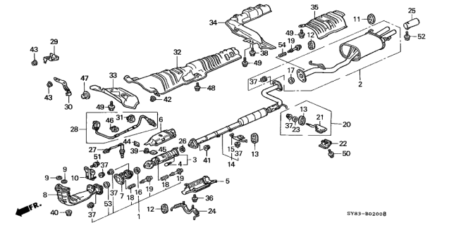 1997 Acura CL Exhaust Pipe Muffler Gasket O-Ring Diagram for 18212-SB2-961