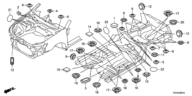 2013 Acura TL Plug, Floor Hole (25MM) Diagram for 91611-TA0-003