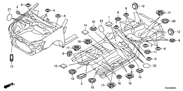 2013 Acura TL 4 Door TECH KA 6AT Grommet (Front) Diagram