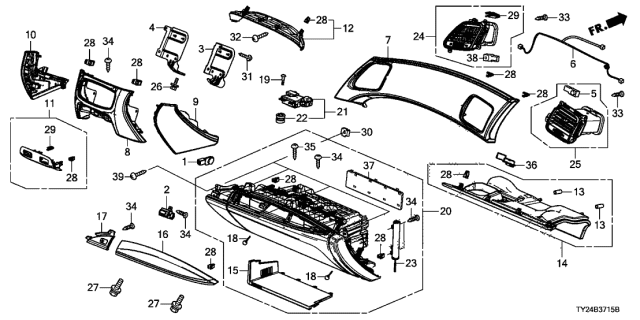 2016 Acura RLX Instrument Panel Garnish Diagram 2