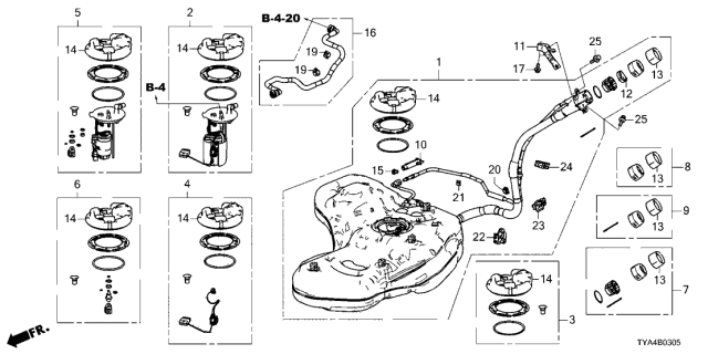 2022 Acura MDX Fuel Strainer Set Diagram for 17048-TYA-A02