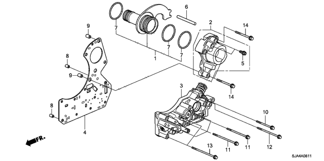 2011 Acura RL AT Regulator Body Diagram