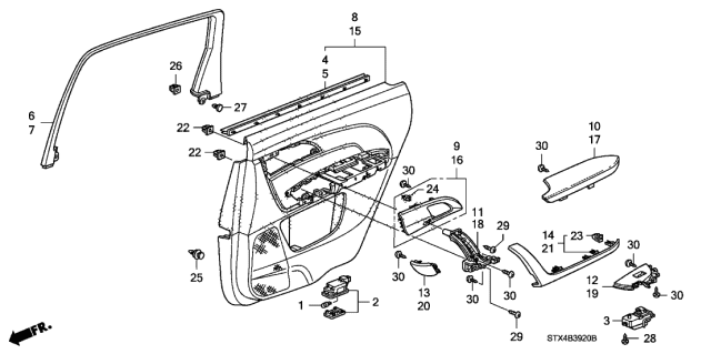 2011 Acura MDX Rear Door Lining Diagram