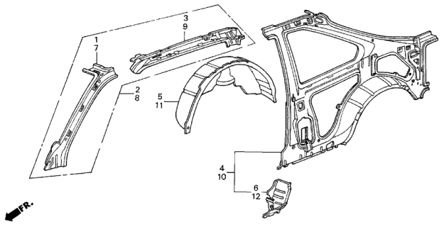 1989 Acura Integra Rail, Driver Side Roof Side Diagram for 70641-SD2-310ZZ