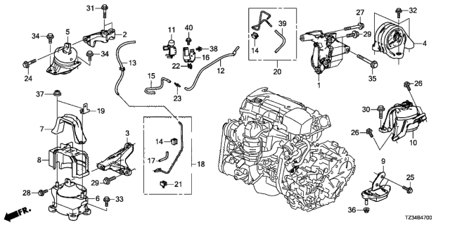 2018 Acura TLX Engine Mounts Diagram