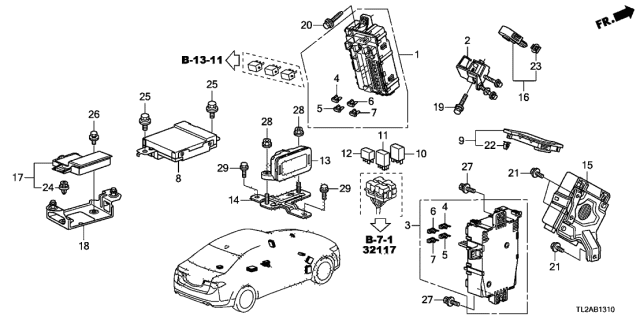 2014 Acura TSX Control Unit - Cabin Diagram 1