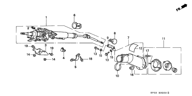 1993 Acura Legend 4 Door STD KA 5MT Steering Column Diagram