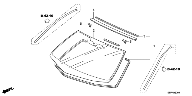 2008 Acura TL 4 Door BASE (NAVIGATION) KA 5AT Front Windshield Diagram