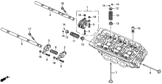 1997 Acura CL 2 Door BAS3.0 KL 4AT Valve - Rocker Arm (Front) Diagram