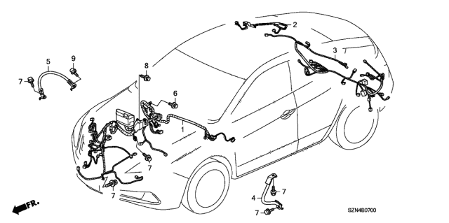 2012 Acura ZDX Wire Harness, Passenger Side Cabin Diagram for 32100-SZN-A11