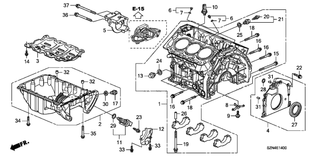 2013 Acura ZDX 5 Door ZDX KA 6AT Cylinder Block - Oil Pan Diagram
