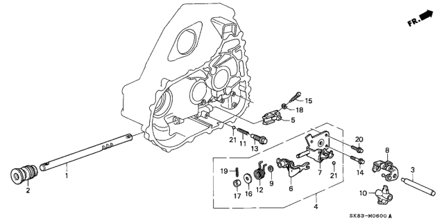 1991 Acura Integra 4 Door LS KL 5MT MT Shift Rod Diagram