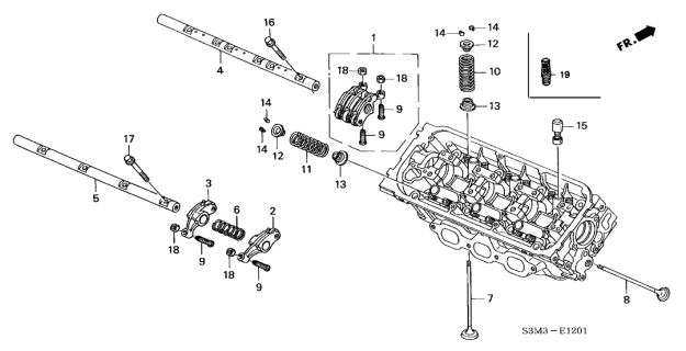 2002 Acura CL 2 Door SPORT KA 5AT Valve - Rocker Arm (Rear) Diagram