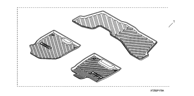 2019 Acura MDX 5 Door TECH (HYBRID (AWD)) KA DCT All-Season Floor Mat Diagram