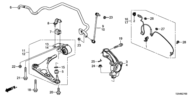 2018 Acura MDX Front Knuckle Diagram