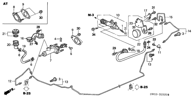 2001 Acura NSX 2 Door NSX-T KA 4AT Clutch Master Cylinder Diagram