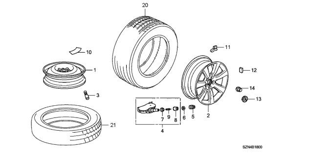 2012 Acura ZDX Aluminium Wheel Rim (Tpms) (19X8 1/2J) (Aap Saint Mary'S) Diagram for 42700-SZN-A02