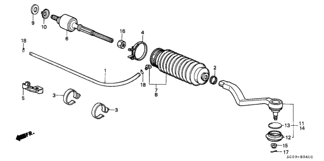 1987 Acura Legend Rack End Diagram for 53521-SD4-013