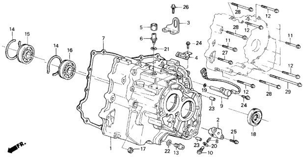 1990 Acura Legend 2 Door STD KA 5MT AT Transmission Housing Diagram