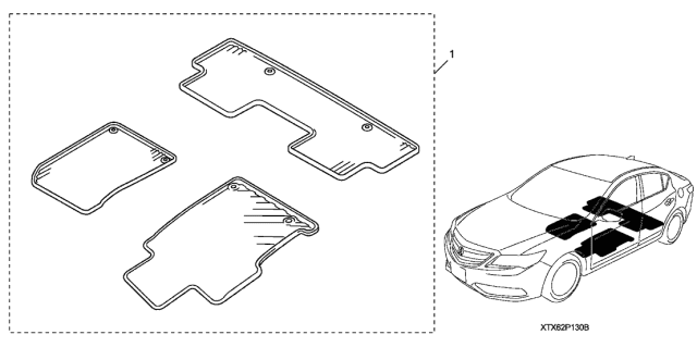 2014 Acura ILX 4 Door TECH KA 5AT All-Season Floor Mat Diagram