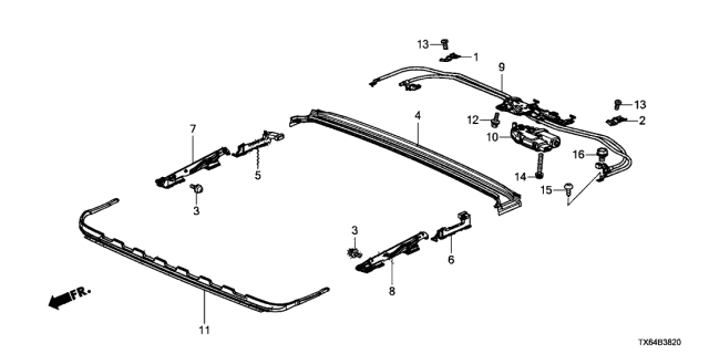 2014 Acura ILX 4 Door TECH KA 5AT Roof Slide Components Diagram